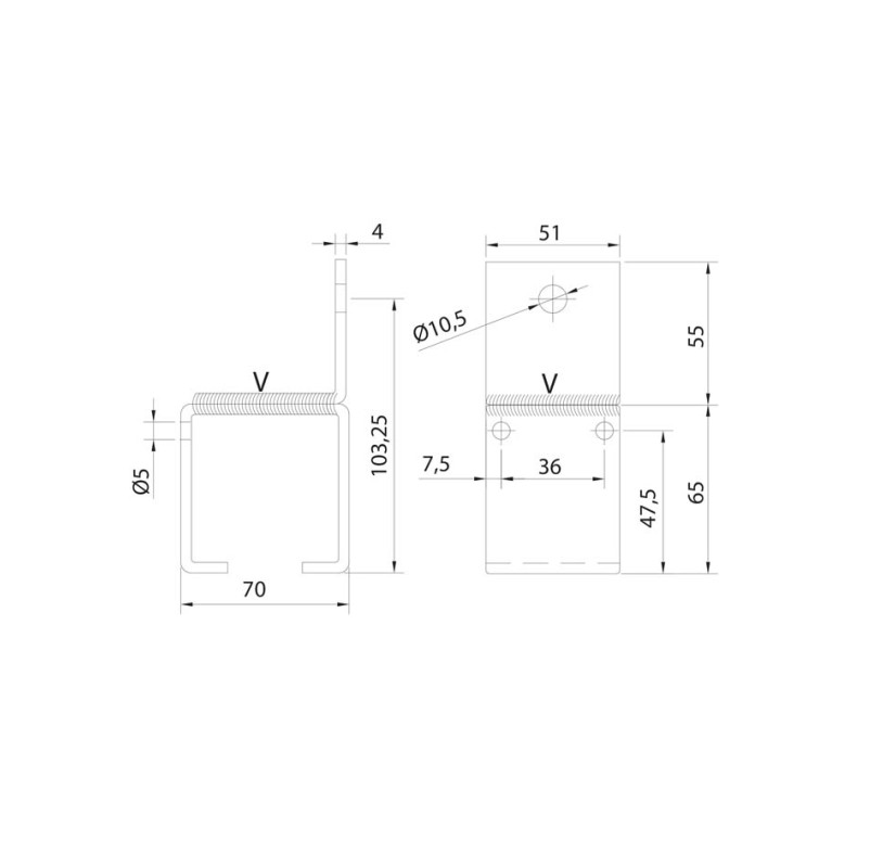 Series 450 St/St 316 Grade Face Fix Bracket
