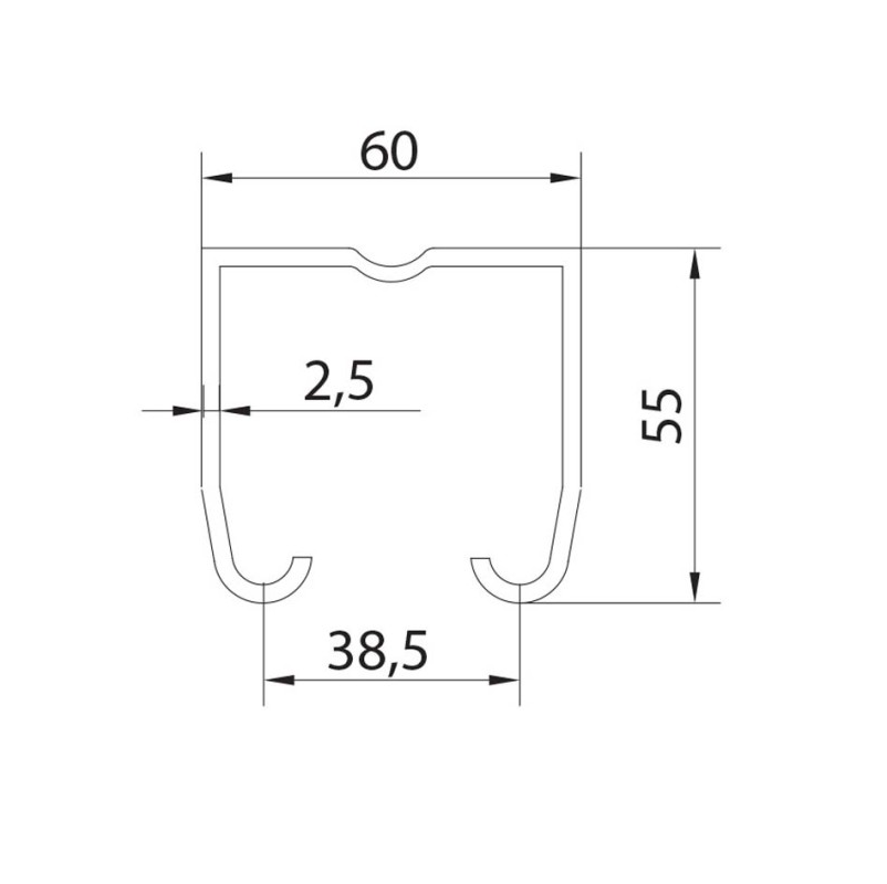 Series 450 St/St 304 Grade Top Track, 3 Metre